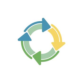 Circular arrows symbolizing continuous process and renewal with different colors vector