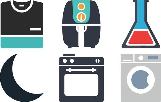 colección de plano diseño íconos presentando casa objetos y naturaleza elementos vector