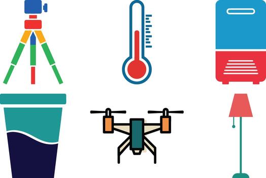 Collection of everyday objects and abstract geometric shapes for design and illustration vector