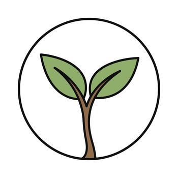 Simple green sprout icon symbolizing growth and new beginnings inside a circle vector