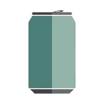 Minimalist teal and gray soda can icon with subtle shadow effect vector