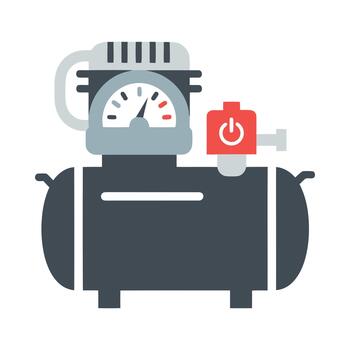 Illustration of a portable air compressor with pressure gauge and power button vector