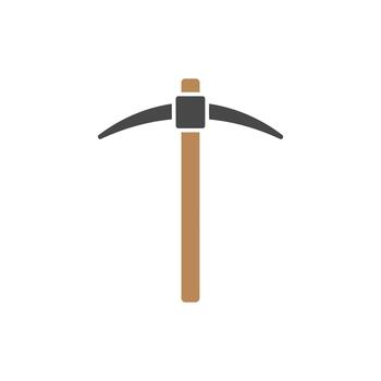 Simple flat icon of a pickaxe tool for mining and construction vector