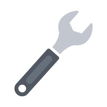 Simple open end wrench tool with dark gray handle isolated on white background vector