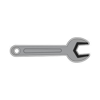 Simple line drawing of a combination wrench on a white background vector