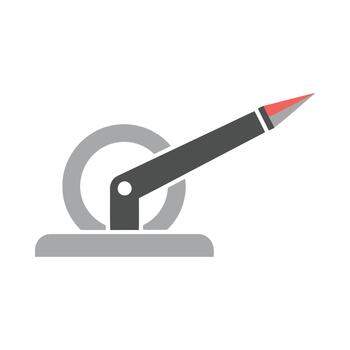 Abstract stylized robotic arm with sharp pointed end on a circular base vector