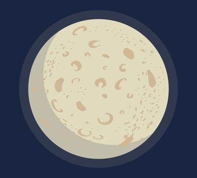 Full cratered moon image on a dark background. vector