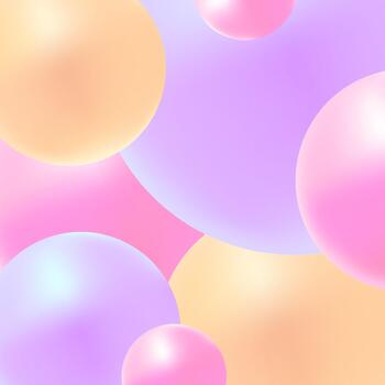 Modern abstract pastel background in pink colours. Realistic 3D spheres. Shiny bubbles backdrop. Square graphic template. vector