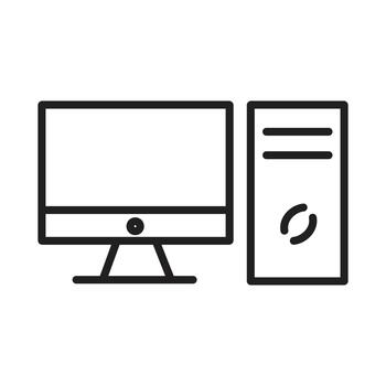 contorno escritorio computadora, monitor y UPC torre íconos conjunto vector