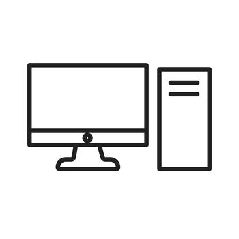 contorno escritorio computadora monitor y UPC torre v íconos vector