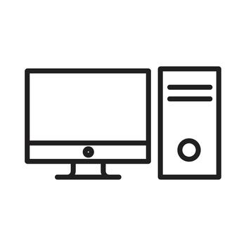 Outline Desktop Computer Monitor and CPU Tower vector
