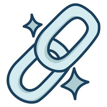 Glacial chain link icon with sparkle effect for connection or URL symbol vector