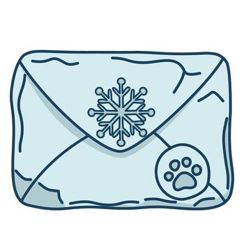 glacial sobre icono con copo de nieve y pata impresión mensaje gráfico símbolo vector