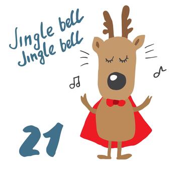 Navidad adviento calendario tarjeta diseño un dibujos animados reno es vestido en un capa vector