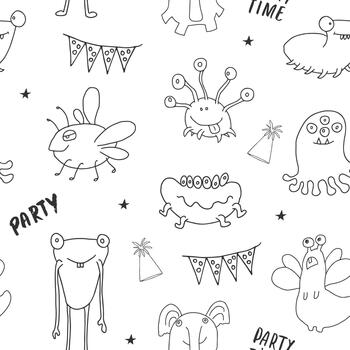 A Smiling Monsters Seamless Pattern Layout vector