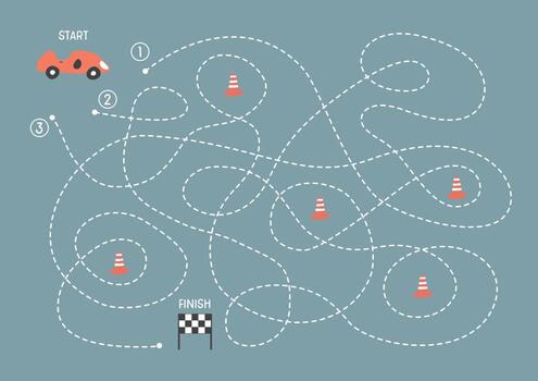Auto racing maze for developing problem-solving vector