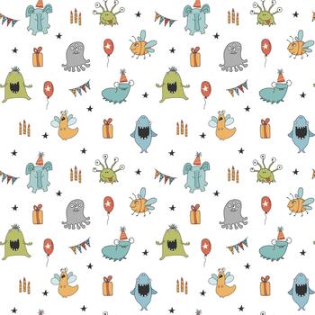 monstruo mascota repitiendo sin costura modelo diseño diseño vector