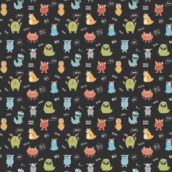 un sin costura modelo con divertido peludo criaturas repitiendo Arte vector