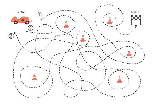 carrera pista viaje rompecabezas con múltiple rutas vector