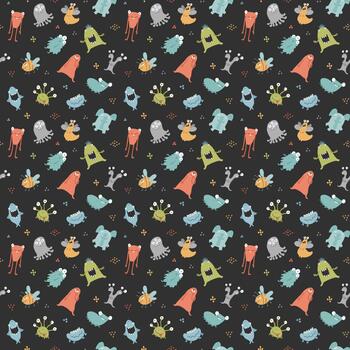 sin costura modelo con divertido monstruos con caras para decoración temas vector