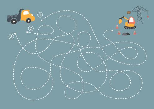 Construction zone maze with multiple vehicle paths vector