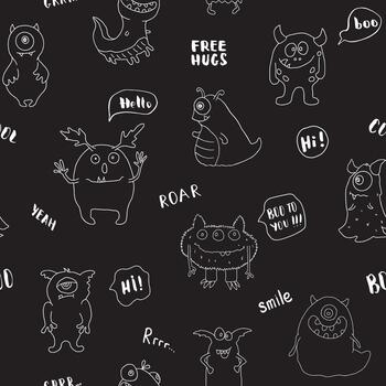 A Smiling Monsters Seamless Pattern Design vector