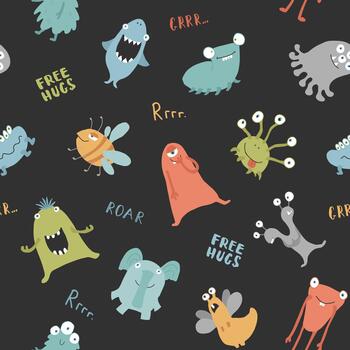 monstruo mascota sin costura modelo repitiendo antecedentes Arte vector