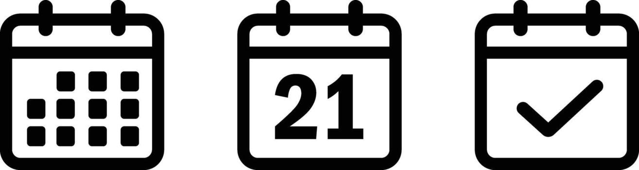 Calendar Icons Set With Grid Date and Checkmark vector