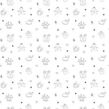 A Monsters with Smiles and Horns Seamless Pattern Design vector