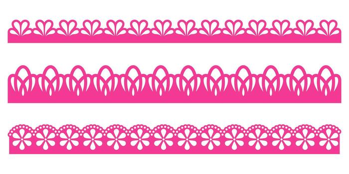 Lace scallop border edge frame pattern trim tape simple moves with light rhythm. This punch paper detail enriches the texture. A gentle trim for decorative projects. vector