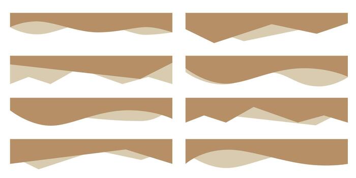 Graphic wave and curve dividers for page headers, bottom separators, banners and app interfaces, offering a modern template of layout elements for fresh website design. vector