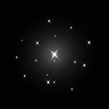 Sparkling white glitters on dark background, abstract light effect vector