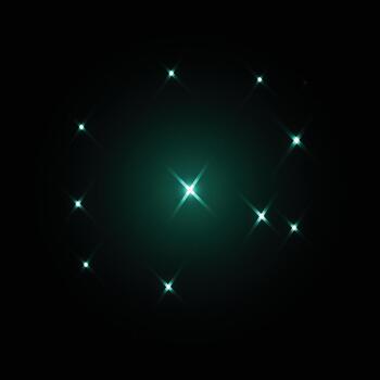 Teal light flares creating sparkling circle effect background vector