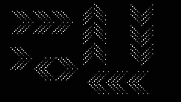 Abstract digital arrows created from glowing dots in all directions vector