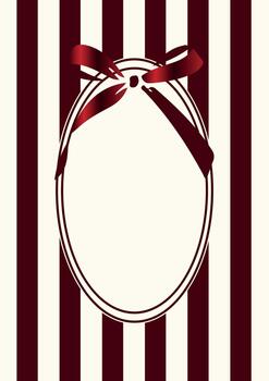 vertical poster template in light color with red stripes with a voluminous bow with a red gradient, for invitations, flyers or decorative frames vector