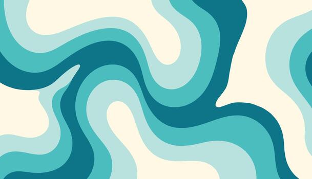 Abstract wavy pattern background in shades of teal turquoise and cream color vector