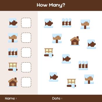contar cómo muchos objetos. contando juego en invierno tema. educativo matemático juego. contando juego para niños. modelo para cómo muchos vector