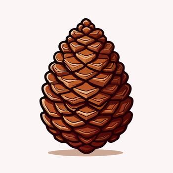 Stylized illustration of a pine cone in a minimalist style with a white background for creative design projects vector