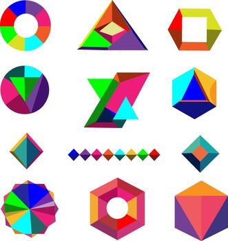 A set of geometric shapes and shapes vector