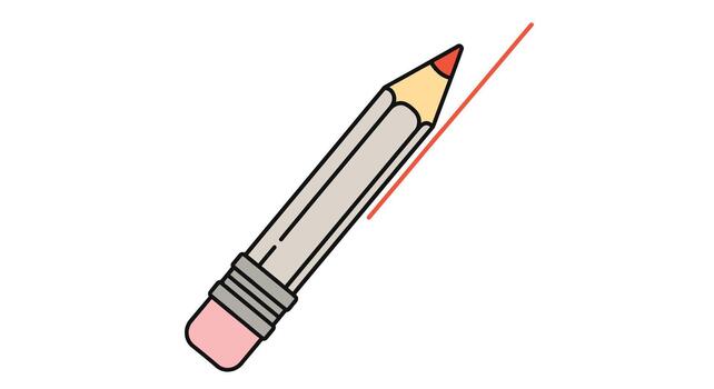 A drawing of a pencil with a red line crossing it on a white background in cartoon style art vector