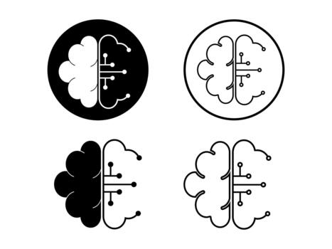 Brain Circuit Icon Set or Artificial Intelligence AI Symbol vector