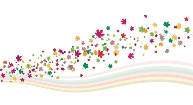 A beautiful background of colorful autumn maple leaves in various shades gracefully blowing in the wind across a white background. vector