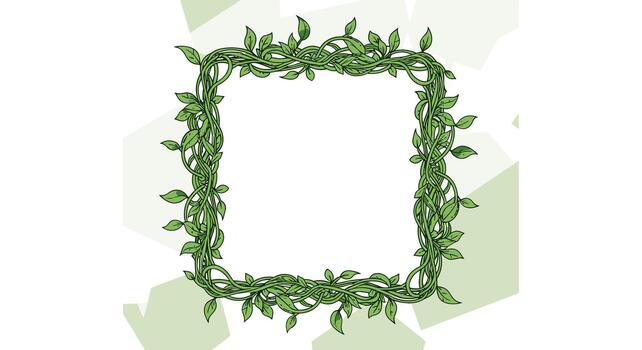 intrincado cuadrado marco hecho de densamente tejido verde vides y hojas creando un lozano natural frontera para tu diseño. vector