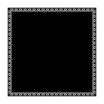 Black square border with an intricate, repeating pattern of stylized floral and heart shapes. The ornamental design creates a decorative frame against a white background vector