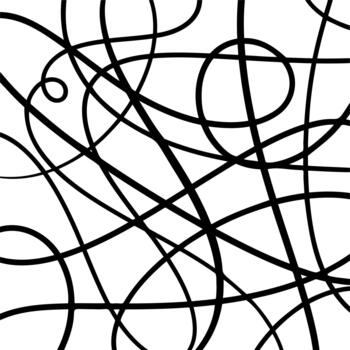 Monochrome Abstract Continuous Random Wavy Lines and Scribble Pattern vector