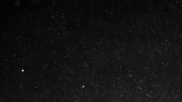 astratto nero sfondo con delicato polvere particelle galleggiante e scintillante, la creazione di un' misterioso e atmosferico visivo effetto. video