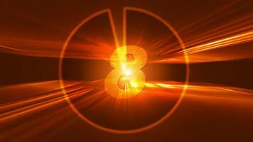 nedräkning timer med orange ljus strålar och cirkulär ram. video