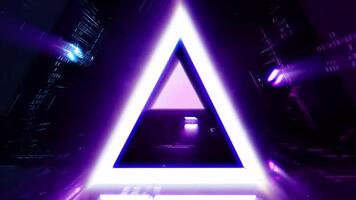 neon triangel tunnel en resa genom abstrakt mått. video