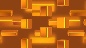 resumen 3d geométrico cubitos y rectángulos con brillante neón líneas Moviente en un sin costura bucle. video
