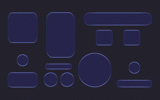 Light frame liquid glass, glass panel set for mobile and web app, tech board frame in futuristic new style vector